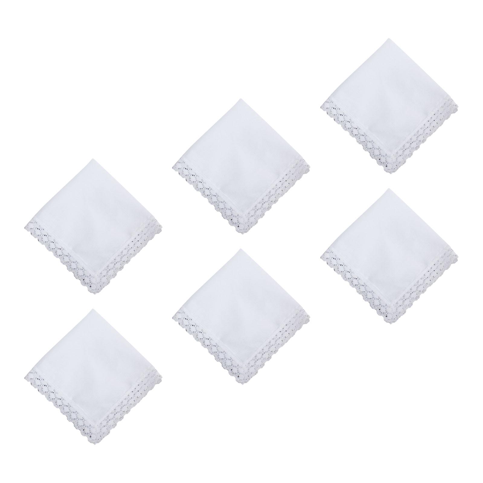 6x Pure White Lace Handkerchie - Handkerchief Cotton Men 评论和价格