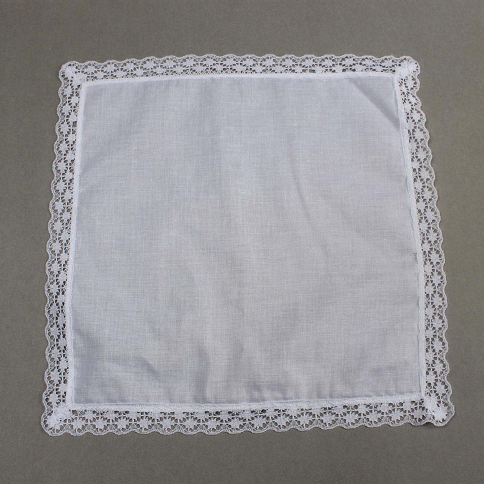 6x Pure White Lace Handkerchie - Handkerchief Cotton Men 评论和价格
