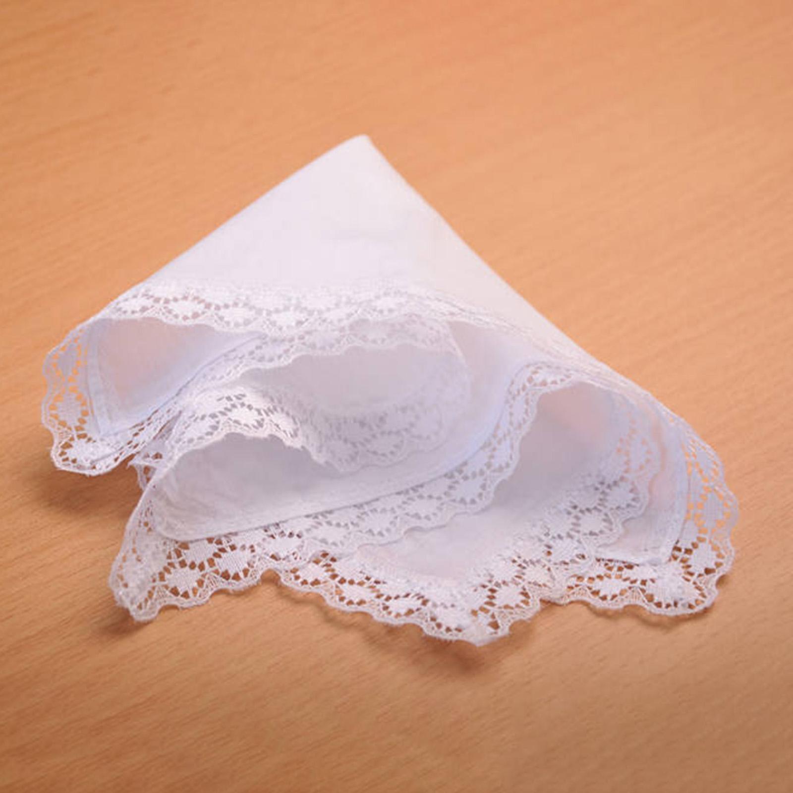 6x Pure White Lace Handkerchie - Handkerchief Cotton Men 评论和价格