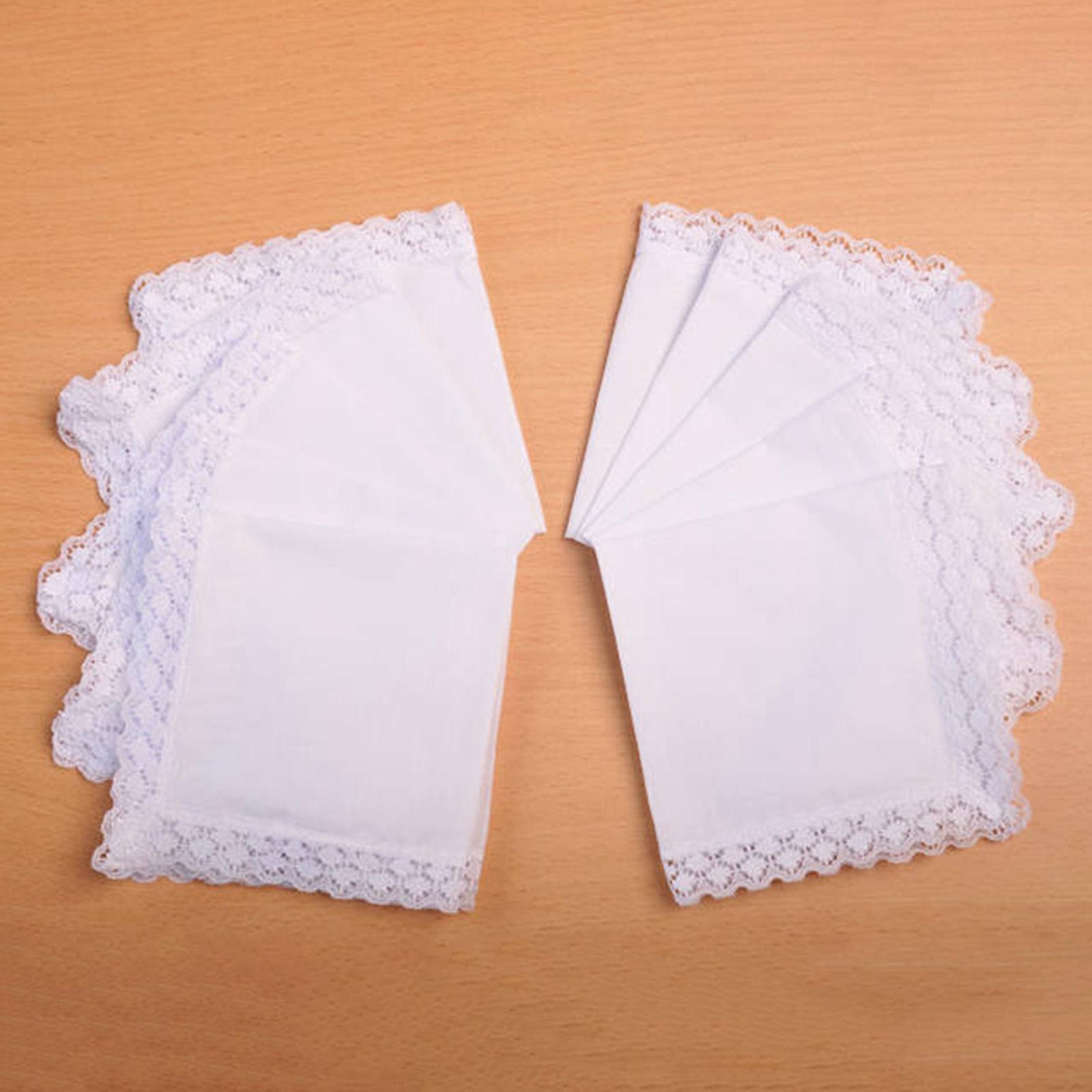 6x Pure White Lace Handkerchie - Handkerchief Cotton Men 评论和价格