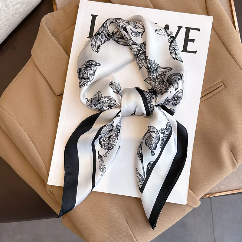 70*70cm Luxury Floral Print Si - Face Scarf Mask 评论和价格